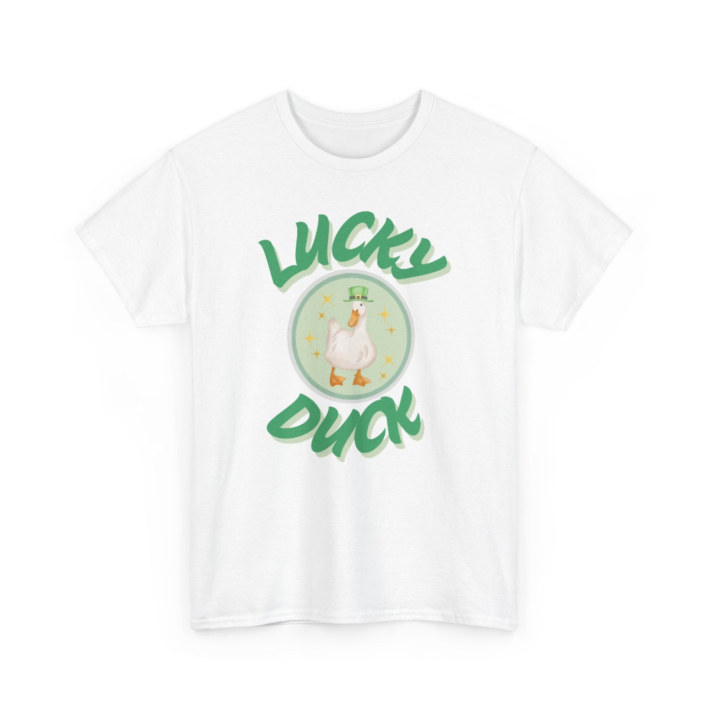 Lucky Duck Unisex Heavy Cotton Tee - Cute St. Patrick's Day T-Shirt