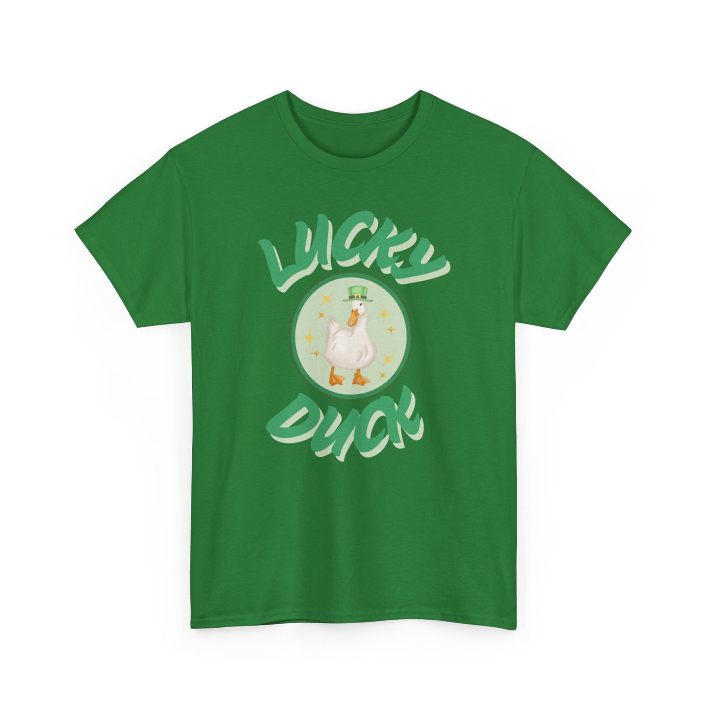 Lucky Duck Unisex Heavy Cotton Tee - Cute St. Patrick's Day T-Shirt