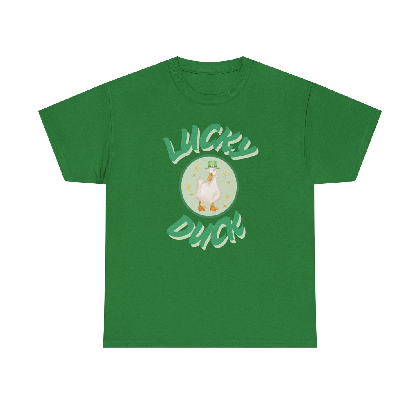 Lucky Duck Unisex Heavy Cotton Tee - Cute St. Patrick's Day T-Shirt