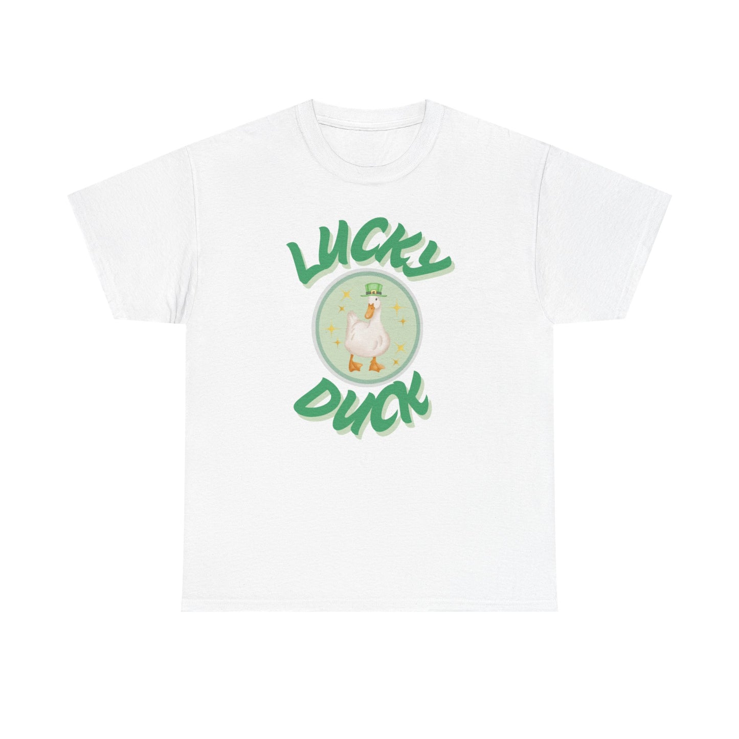 Lucky Duck Unisex Heavy Cotton Tee - Cute St. Patrick's Day T-Shirt