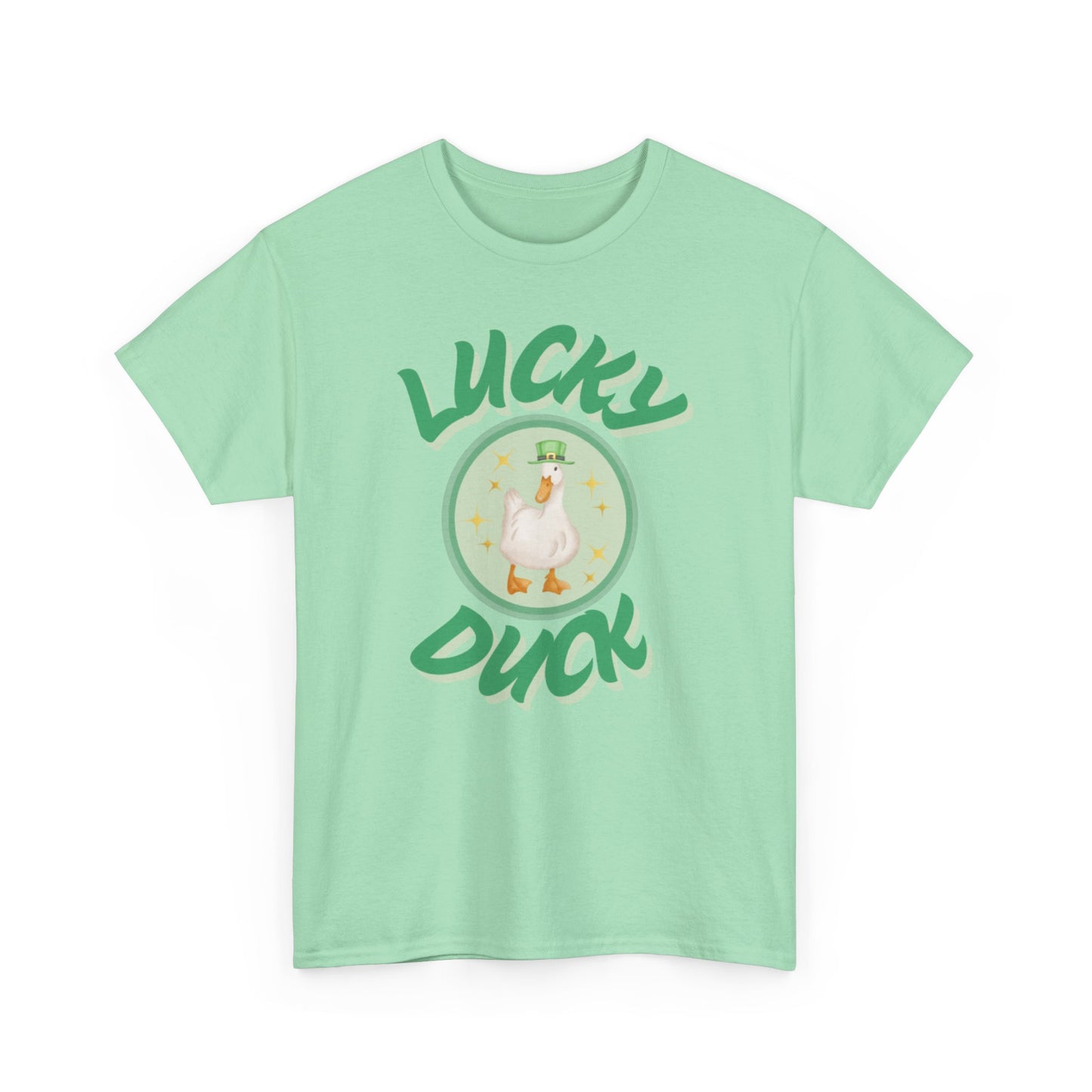 Lucky Duck Unisex Heavy Cotton Tee - Cute St. Patrick's Day T-Shirt