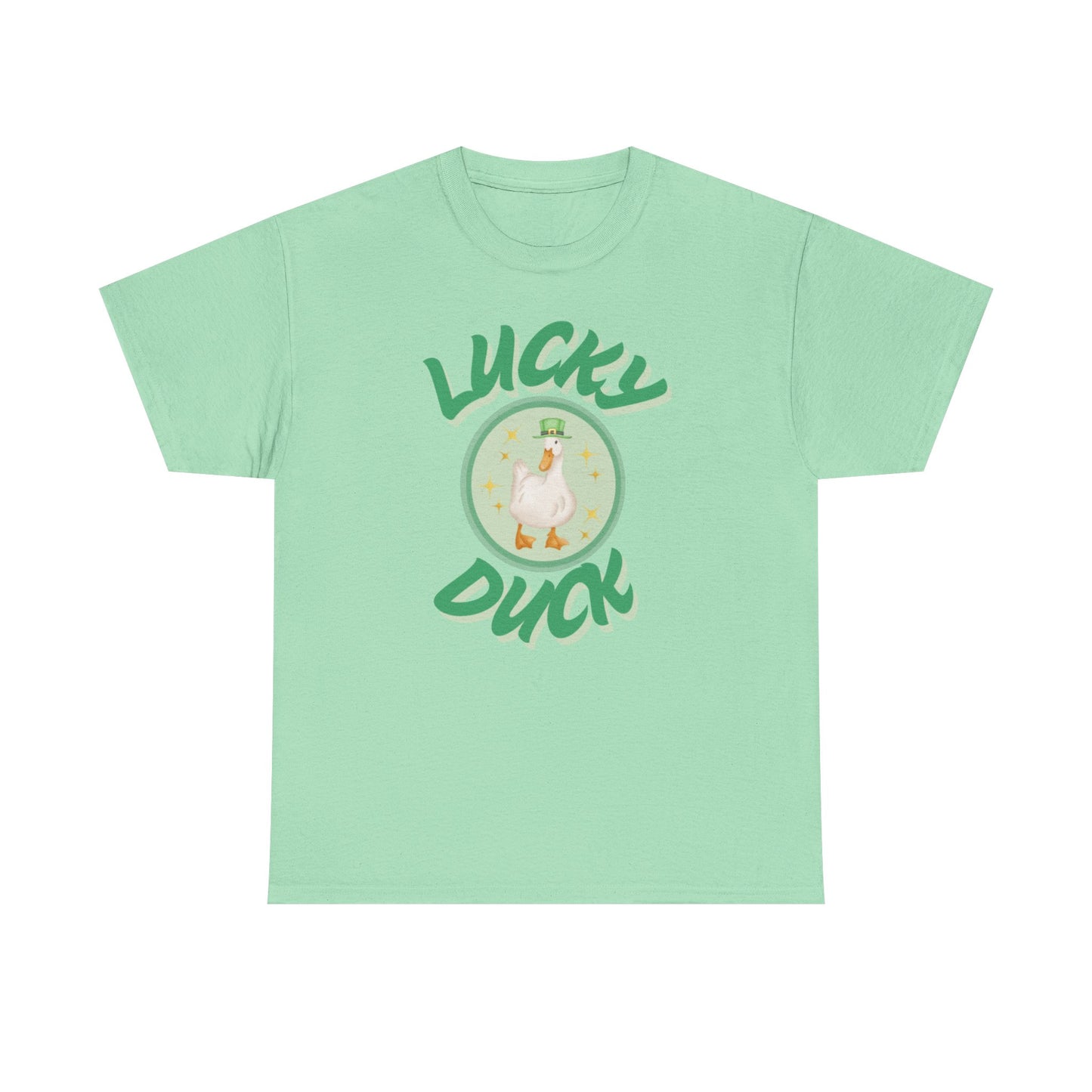 Lucky Duck Unisex Heavy Cotton Tee - Cute St. Patrick's Day T-Shirt